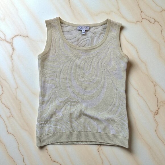 ST JOHN Sport Marie Gray Yellow Scoopneck Tank Top Size XS - Picture 1 of 5